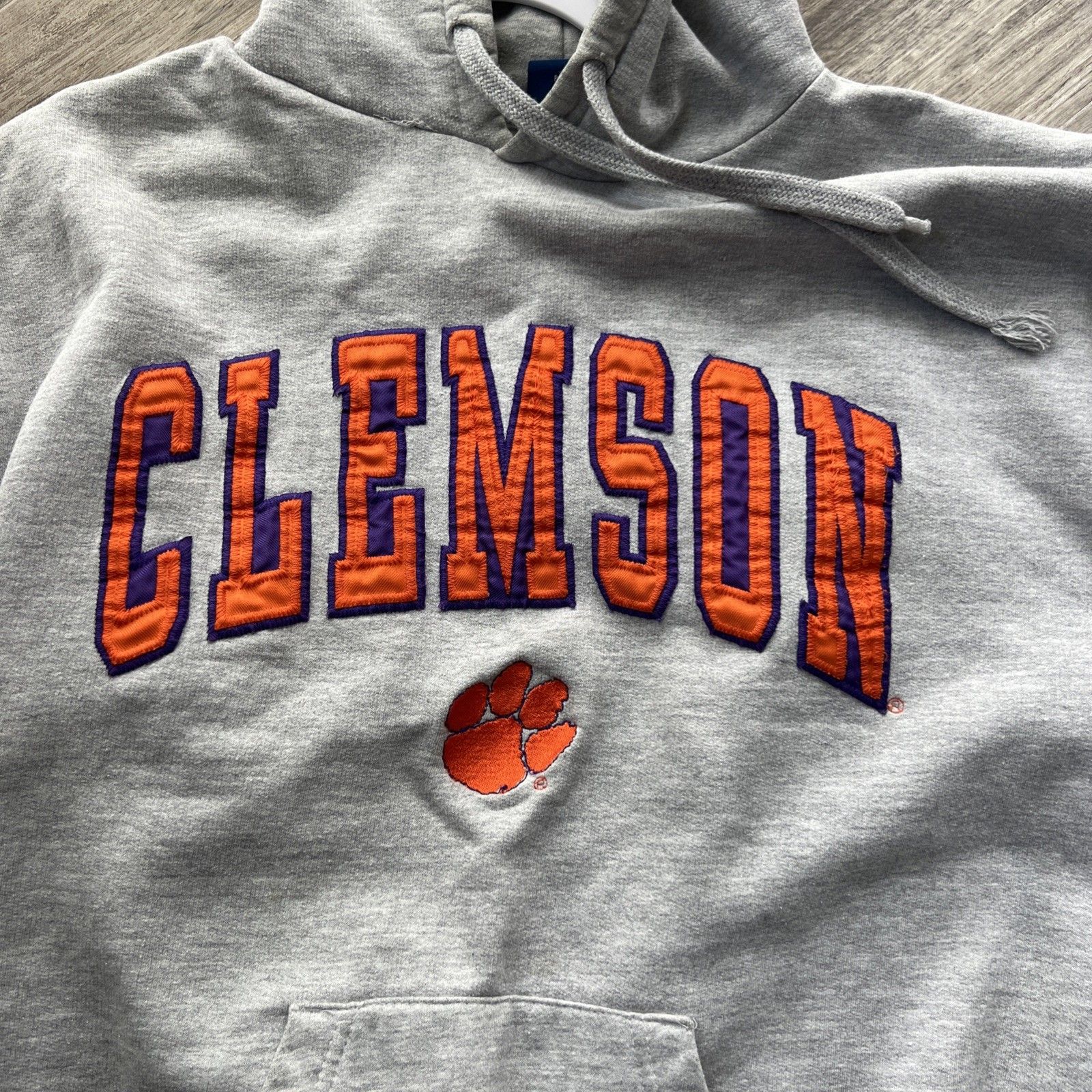 Old Varsity Brand Clemson Tigers Gray Hoodie Large Excellent Condition “Obv”